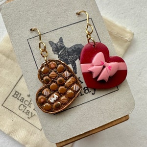 Box of Chocolates Clay Earrings Valentines Day Gift Valentines Day Earring Lightweight Polymer Clay Earring image 2