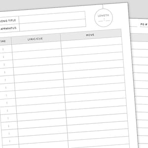 Aerial/Circus Performance Routine Worksheet PDF