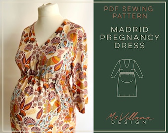 Pregnancy pattern, maternity pregnancy dress, formal dress pdf sewing pattern, maternity sewing, VIDEO TUTORIAL