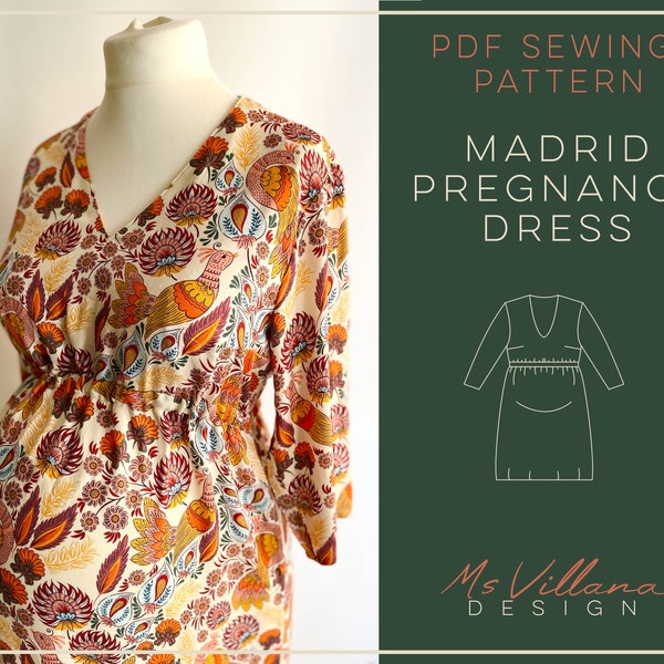Pregnancy pattern, maternity pregnancy dress, formal dress pdf sewing pattern, maternity sewing, VIDEO TUTORIAL