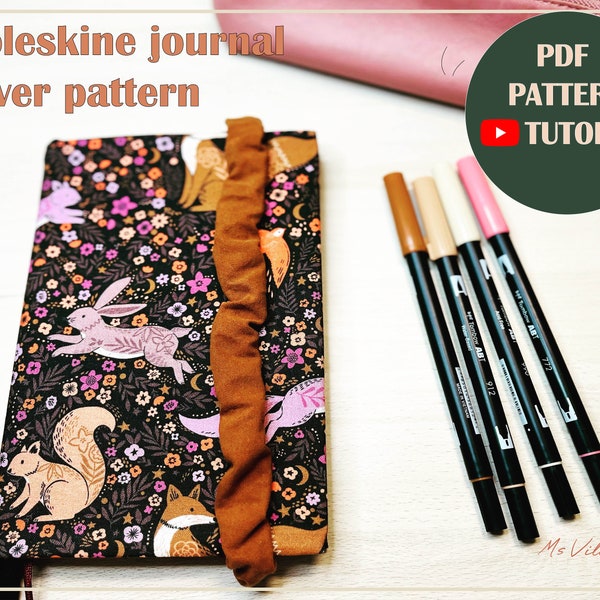 Moleskine Journal cover pattern, PDF instant download and video-tutorial step by step
