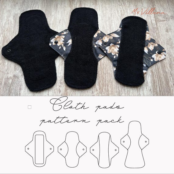 Cloth pad pattern pack, reusable period pads pattern PDF and videotutorial
