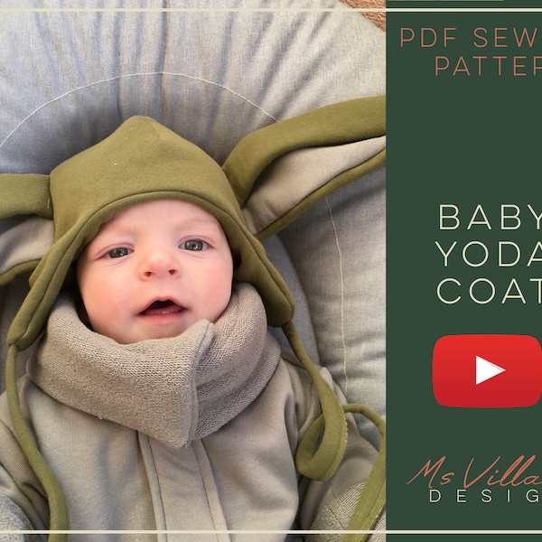 Modèle de couture de manteau Baby Yoda, manteau de cosplay Star Wars Baby Yoda DIY, tenue Grogu cosplau modèle PDF, téléchargement de manteau fait main The Child