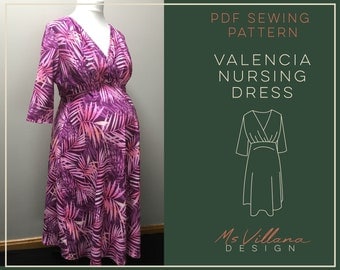 Nursing dress pattern, pregnancy breastfeeding dress sewing, instant download pdf pregnancy pattern