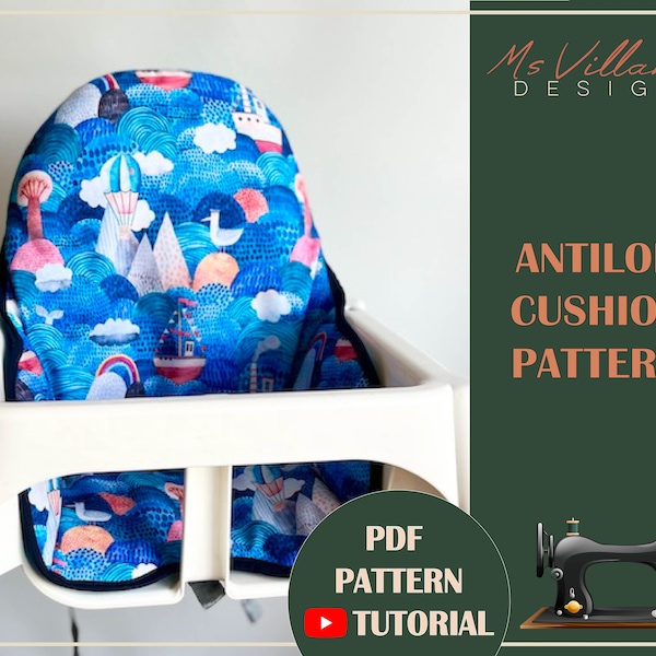 IKEA Antilop kussenpatroon, Ikea kinderstoelkussen PDF-patroon, DIY Ikea hoge zitpatroon