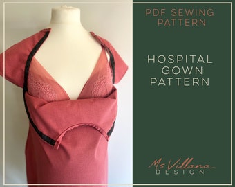 Hospital gown sewing pattern& video tutorial, maternity dress, labour and delivery pattern for hospital stay