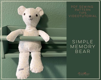Memory Bear Sewing PDF Pattern: Vintage Style Keepsake Teddy Bear