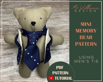 Mini Memory Bear Pattern: Men&#39;s Tie Keepsake (PDF Pattern)