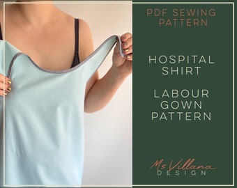 Patrón de costura para bata de parto premamá: Camisa de hospital sin mangas (patrón en PDF)