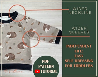 Montessori Toddler Sweatshirt Sewing Pattern: Easy Dressing, independent kids (PDF Pattern)