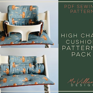 High chair cushion pattern fits Stokke Tripp Trapp , Cushion sewing pattern with video tutorial