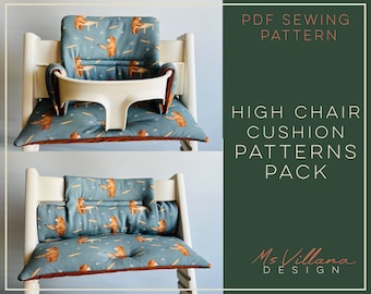 High chair cushion pattern fits Stokke Tripp Trapp , Cushion sewing pattern with video tutorial