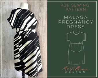 Pregnancy dress pattern, instant download PDF maternity dress pattern, VIDEO TUTORIAL