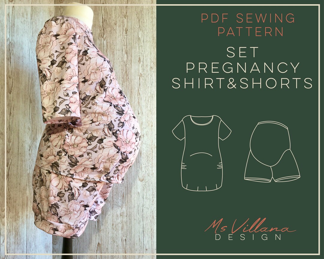 Set di magliette e pantaloncini premaman, comodi pantaloni