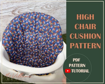 Highchair cushion pattern that fits Steps chair, pdf pattern and videotutorial