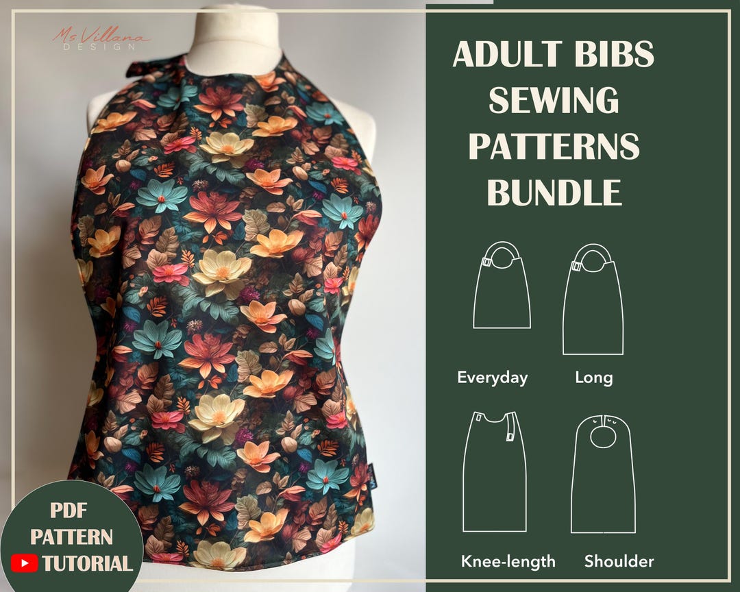 Elegant Adult Bibs Patterns Bundle, PDF Patterns and Video Tutorials - Etsy