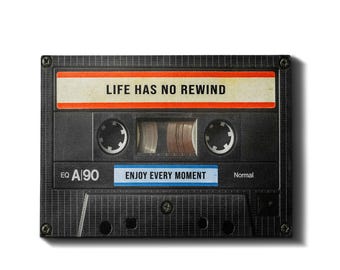 Enjoy Every Moment - Cassette Canvas Art, Enjoy Every Moment, Life Has No Rewind, Motivational Canvas, Wallart, Entrepreneur Definition
