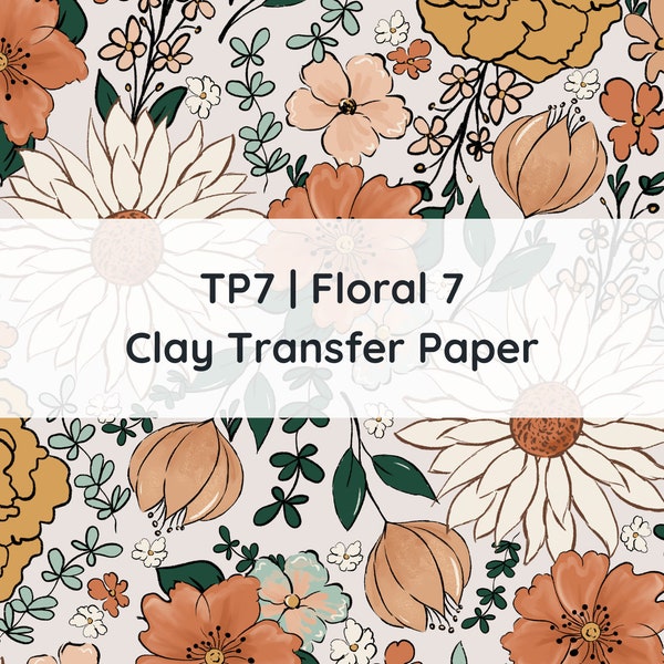 TP7 | Floral 7 Clay Transfer Paper | Clay Tatoo | Clay Transfer | Polymer Clay Tools