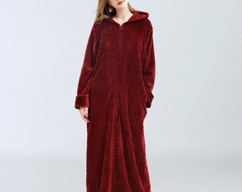 ladies full length dressing gown with zip