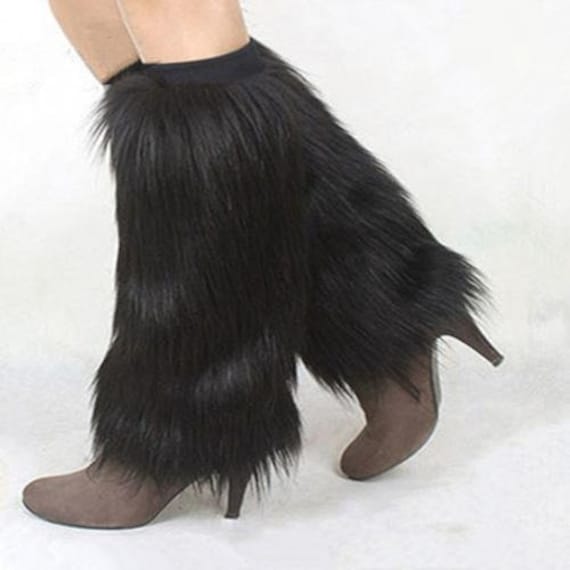 Womens Girls Boot Cuff Fluffy Comfy Furry Faux Fur Leg Warmers Fall Winter Super 