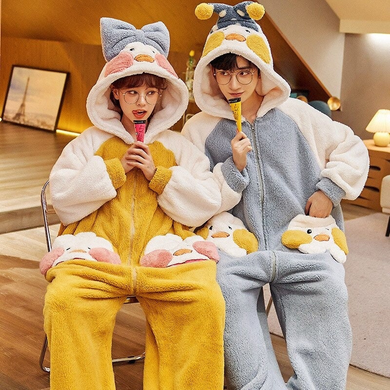 Super Soft Thick Hooded One Piece Pajamas Warm Cozy Fleece