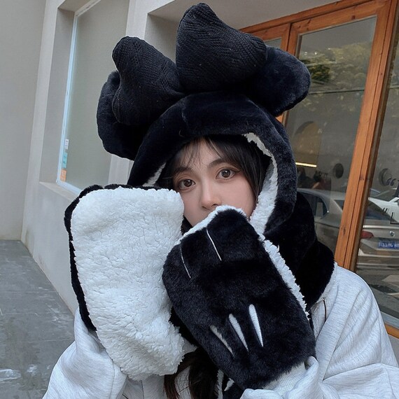 hat scarf mittens all in one