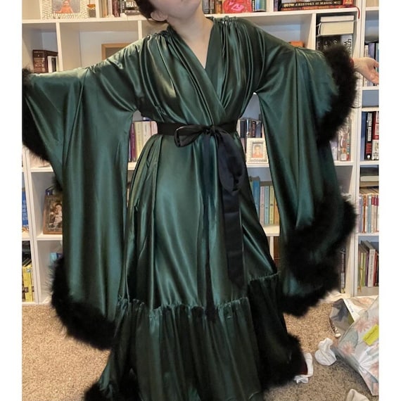 Sexy Long Bridal Silk Satin Robe With 