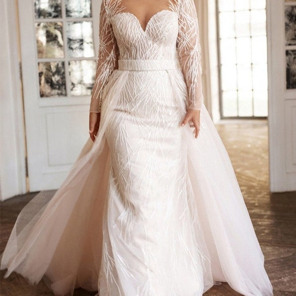 bridal gown with detachable skirt