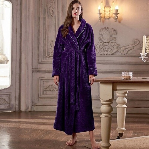 Soft Warm Robe Women Fleece Dressing Gown Warm Bathrobe Etsy UK