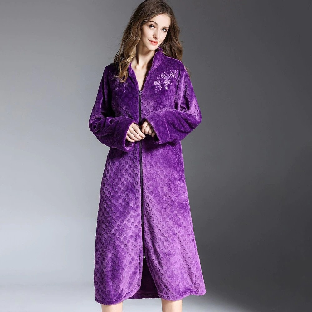 womens zip dressing gown