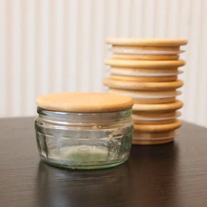 Lids for Gu Pots | Fits Lidl & Aldi Desert Glass Jars | Reusable Storage Jar Lids | Airtight Bamboo - No Jar Included