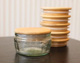 Tapas para ollas Gu / Compatibles con tarros de cristal para postres Lidl y Aldi / Tapas reutilizables para tarros de almacenamiento / Herméticas de bambú - Tarro no incluido