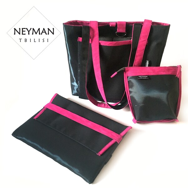 Set of 3 - Laptop Bag+Laptop Sleeve+Small Cosmetic Bag