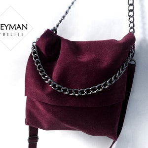 Burgunder Vegan Wildleder Crossbody / Schultertasche