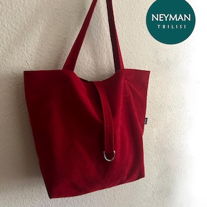 Oversize Blutige Rote Vegan Wildleder Leder Tasche
