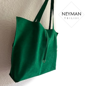 Oversize Smaragd Grüne Vegan Wildleder Schultertasche