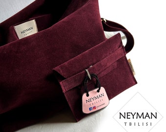 Bordeaux Vegan Suede Leather Crossbody Burgundy Messenger