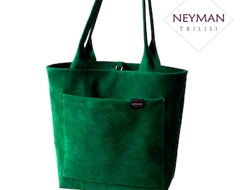 Emerald Green Vegan Suede Leather Shoulder Bag