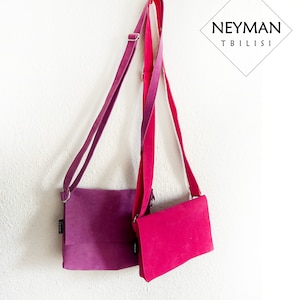 Mini Vegan Wildleder Crossbody/Umhängetasche Pink, Lila, Grün, Cyan...