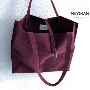 Oversize Burgunder Vegan Wildleder Schultertasche