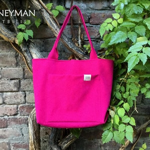 Oversize Fuchsia Umhängetasche / Helle Magenta Vegane Wildleder Umhängetasche / Große Öko Tasche / Pink Farbe Tasche