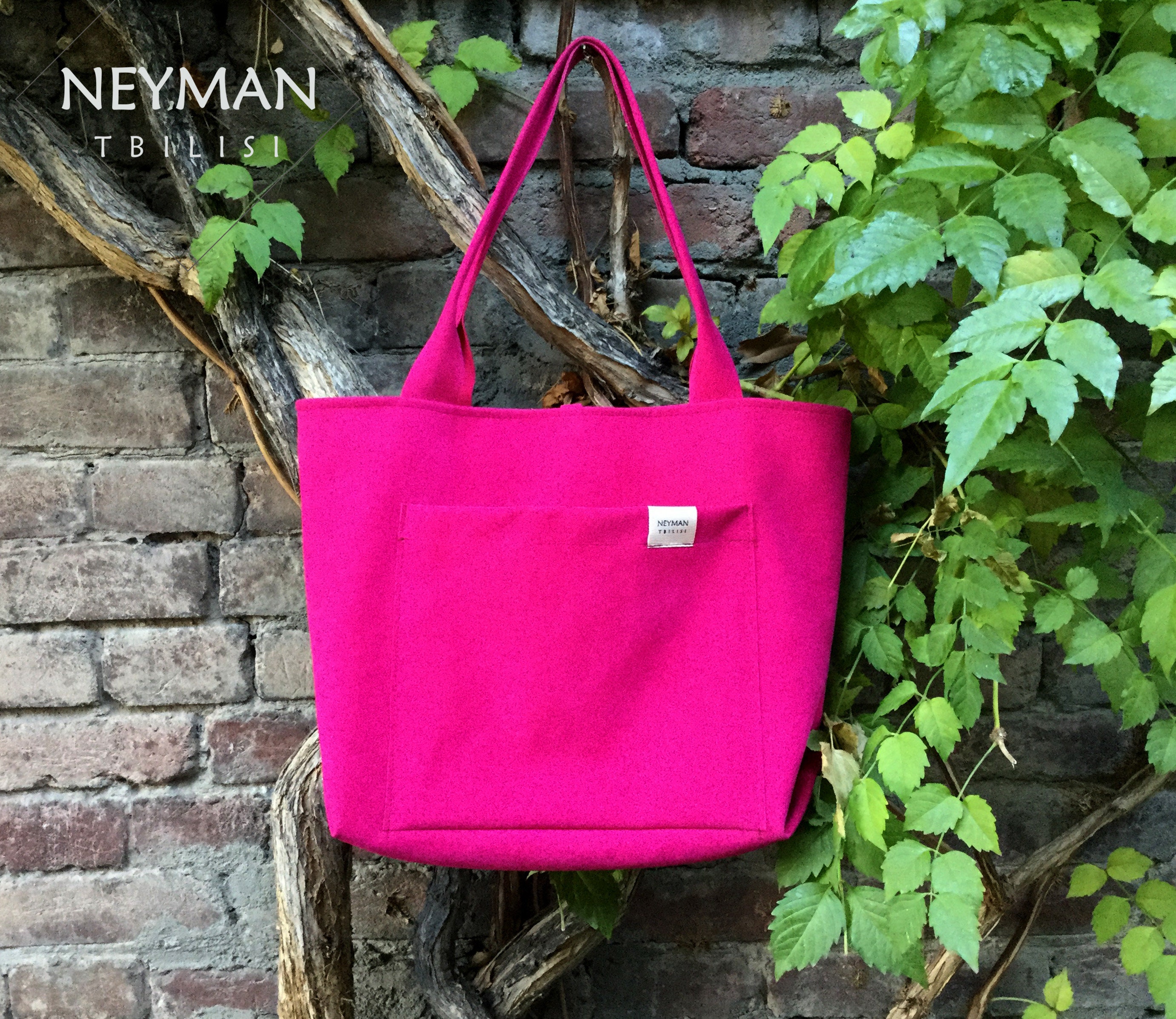 Neon pink cheap tote bag