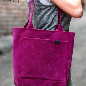 Magenta Vegan Suede Leather Shoulder Bag