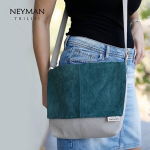 Grün und Beige Vegan Wildleder Messenger Tasche, die ganze Saison einzigartige Crossbody Geldbörse