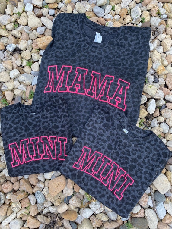 Custom Black Leopard Shirt With 3D Puff Vinyl Monogram, Mama, Wife Shirt 