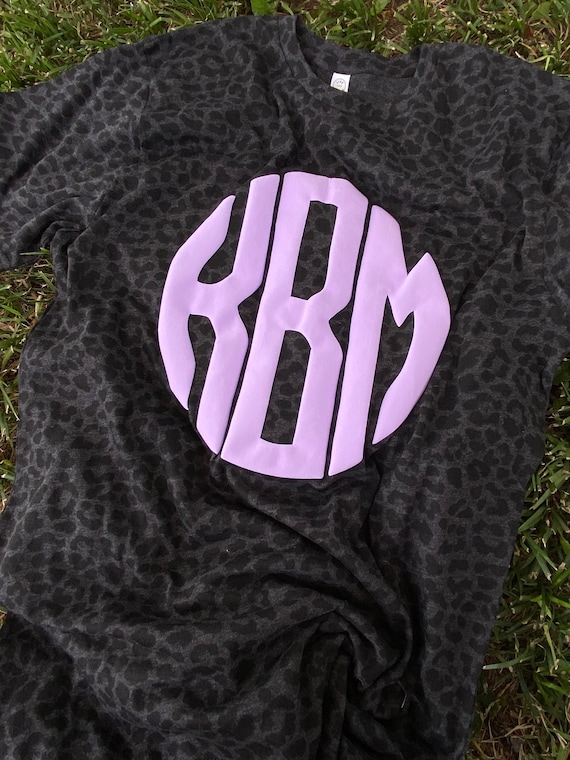 Custom Black Leopard Shirt With 3D Puff Vinyl Monogram, Mama, Wife Shirt 
