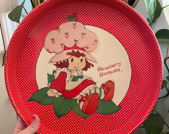 1980s Strawberry Shortcake Metal Platter Vintage Retro Kitchen Decor