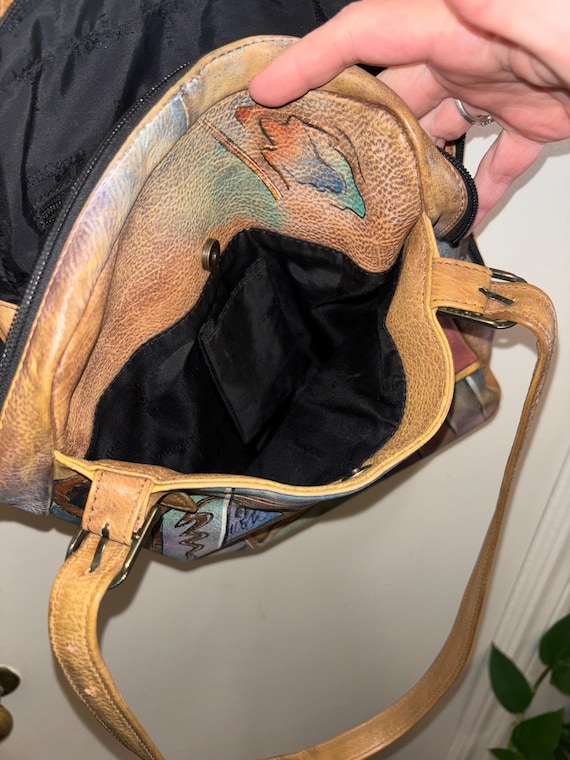 Anuschka Southwestern Aztec Painted Leather Bag S… - image 2