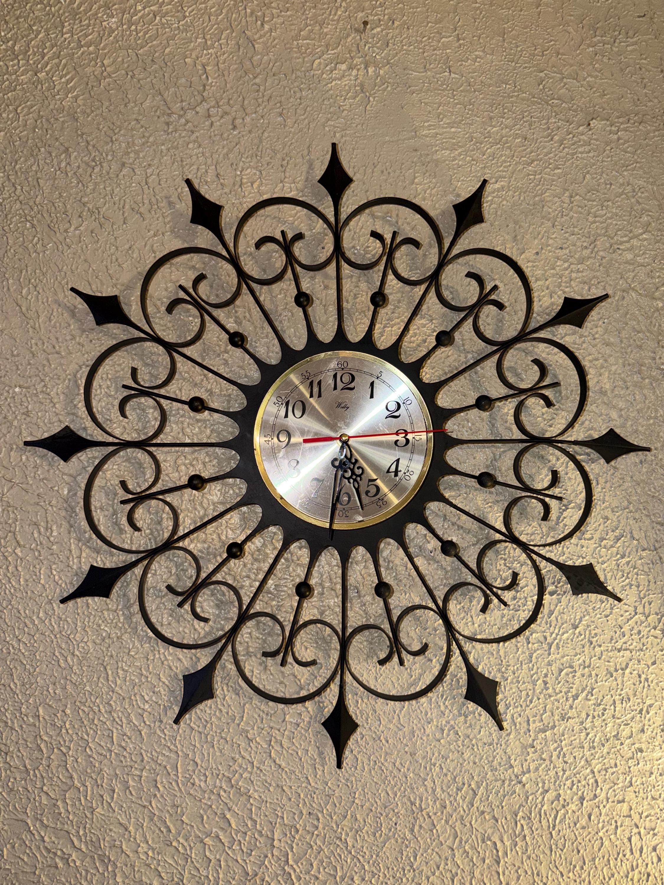 Large 25in Vintage 1960s Mid-century Modern Welby Wall Clock Black