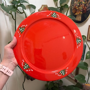 Waechtersbach Christmas Trees Red Platter Charger 12.5in across Christmas holiday round tray made in West Germany Vintage tablescape server